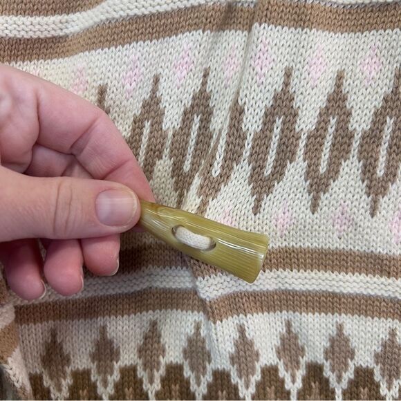 NWT VTG Ralph Lauren Chaps Womens Vest Size L Cotton Aztec cowboy beige pink - Picture 4 of 16